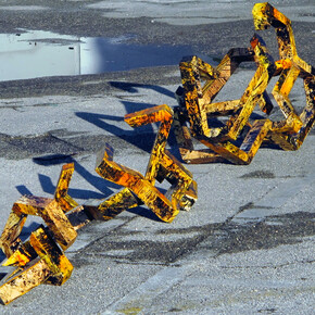 Jorge Enrique, The vessels, installation view, mixed media on wood