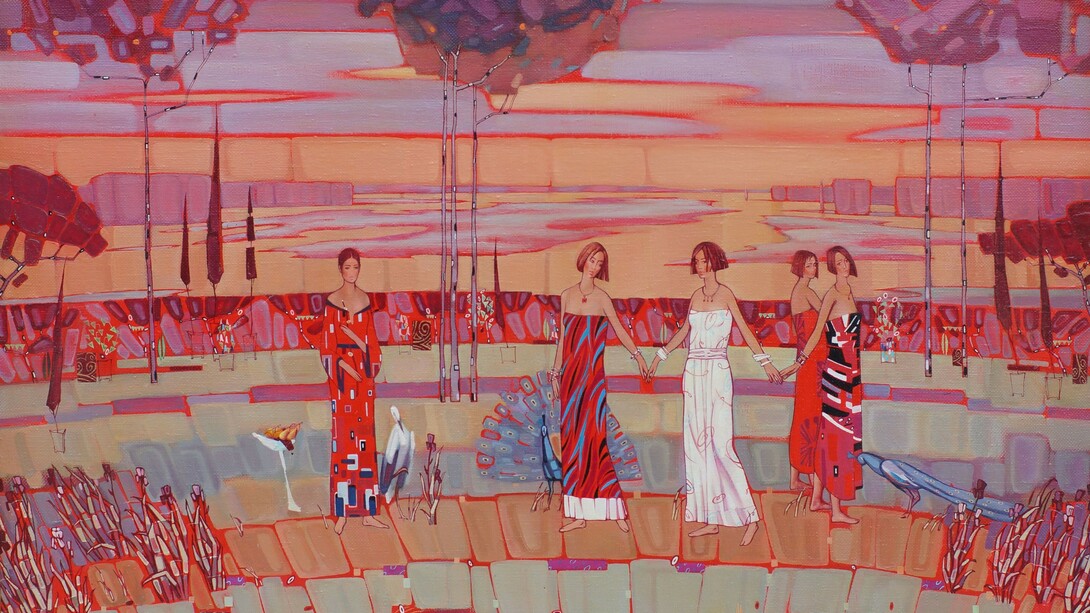 Miroslav, Paradise 30x43 inches mixed media 30x42