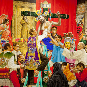 Paul Pletka, Nuestro Señor el Desollado (Our Lord, The One Who is Flayed), 2004. Acrylic on canvas. Museum purchase with funds provided by the Western Art Associates, Eddie Basha, Drew and Laurie Brown, Bennett and Jacquie Dorrance, Bennett Dorrance, Jr., Dr. Anthony and Jenny Hedley, Dennis and Janis Lyon, Russ Jr. and Rosie Lyon, David E. Reese, John and Ellen Stiteler, Terry and Naomi Thomas, Don and Sharon Ulrich, Mike and Cindy Watts, Riva Yares, Charlie and Barbara Young, Dr. Frederick and Patti Lau, Mary Hamilton, Richard Mallery, James and Jean Meenaghan, William and Jill Pilcher, Ray and Amy Thurston, Betty Wusich, Myer Alperin, Mike and Sherry Maxwell, Linda Marcus, Lee R. Lyon, Lance Ross, and Sandra Schocker