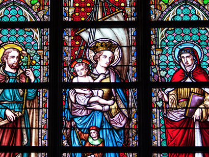 Vetrate interne di Notre Dame, Parigi, Francia