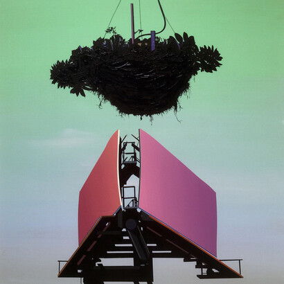 Glen Rubsamen, Pioneer Species, 2016, acrylic on panel, 36 x 60 inches, 91.4 x 152.4 cm. Courtesy of the artist and Christopher Grimes Gallery, Santa Monica