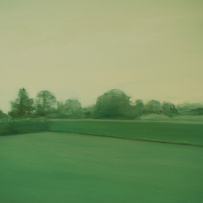 Sara MacCulloch, Hedge, 2014, Oil on board, 24 x 24 in.