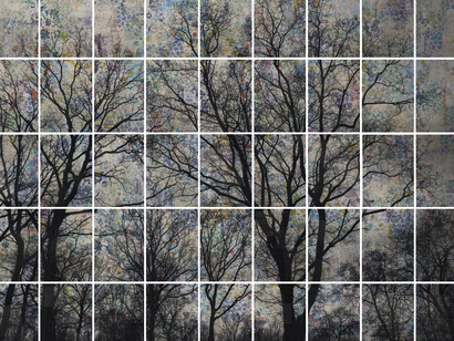 Manuel Felisi, Alberi 2016, tecnica mista su tela, cm. 183x295.