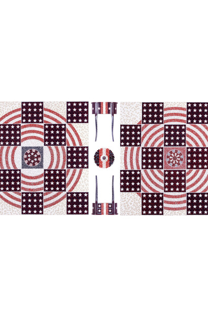 Alessandro Moreschini, Alessandro Moreschini, Double target game, 2 canvases 150 x 150 cm + 3 objects, total 350 x 150 cm, 2007