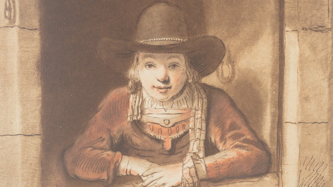 Cornelis Ploos van Amstel after Samuel van Hoogstraten, Boy with hat in a doorway (detail), 1763. Courtesy of Gemäldegalerie