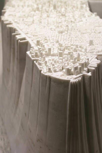Yutaka Sone, Little Manhattan (detail), 2007-2009, Marble, 55 x 265 x 85 cm (21 34 x 104 38 x 33 12 inches) , Courtesy the artist and David Zwirner New York London