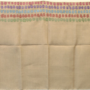 Giorgio Griffa, Segni orizzontali, detail, 1972, acrylic on jute, 100 x 227 cm