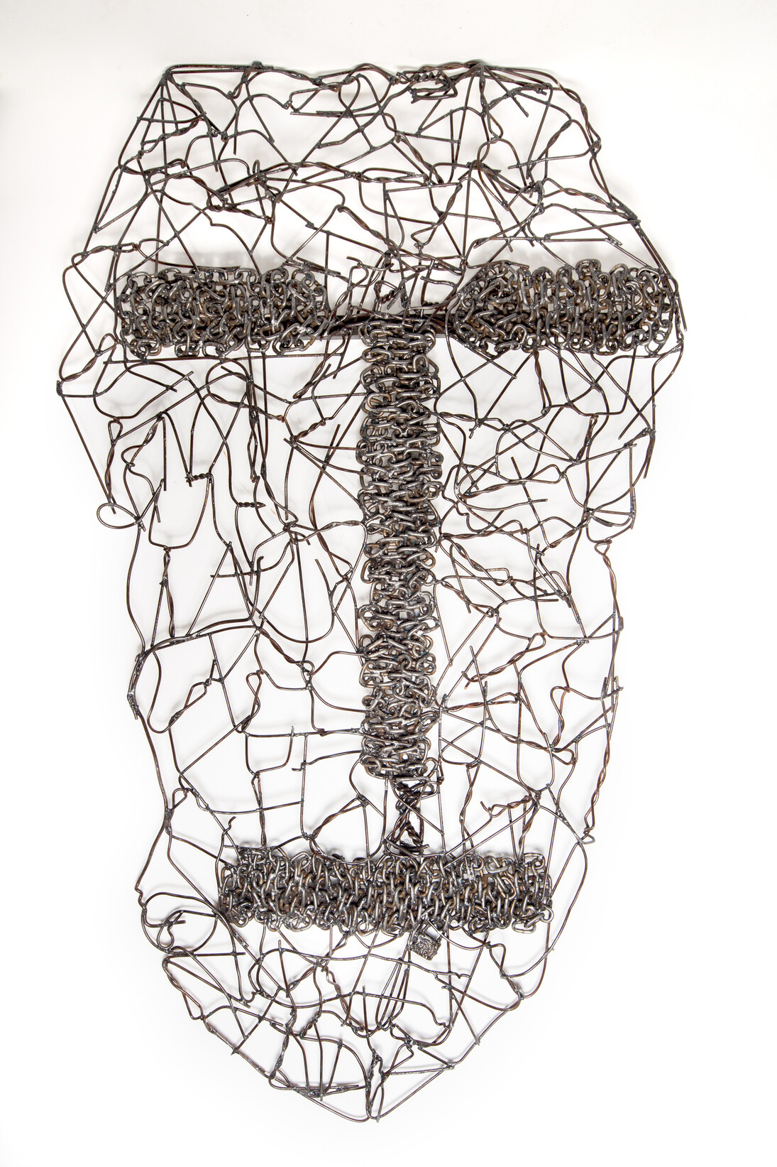 Wasil, Saddek, Mask XX, 2014, From the Contortion Series, Scrap metal, 116 x 200 cm
