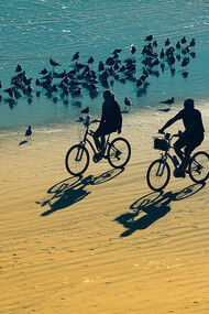 Couple at Daytona Riding Bicycles on the Beach © Kim Seng
