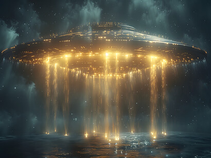 A glimmering UFO close to the surface