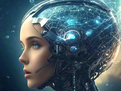 Representación gráfica de un androide con inteligencia artificial