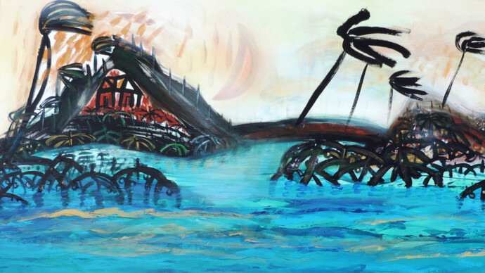 'Mar de las Antillas' pintura de Flora Fong