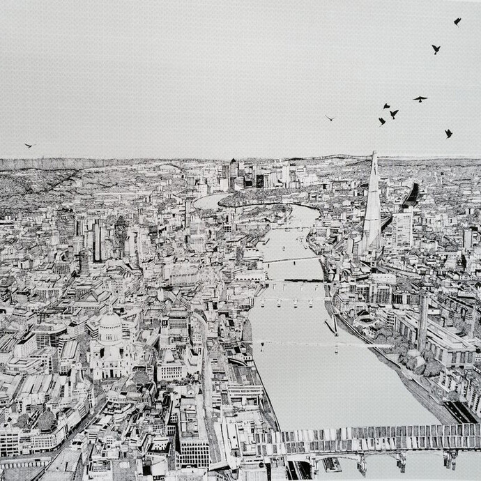 Artist: Clare Halifax, So This is London, Screen Print, 95 x 76 cm