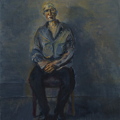 Celia Paul, Steve Seated, 2014, Oil on canvas, 63.5 x 56 x 2 cm, 25 x 22 1/8 x 3/4 in, Courtesy the Artist and Victoria Miro, London, © Celia Paul