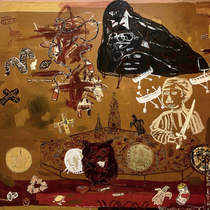 Gibraltar, 2016, Acrylic and oil on canvas, 200 x 200 cm, Courtesy the artist. 