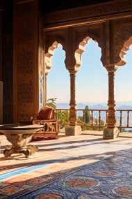 Exquisite castle architecture seamlessly blends oriental influences, effortlessly bridging the gap between East and West in a captivating display of cultural harmony