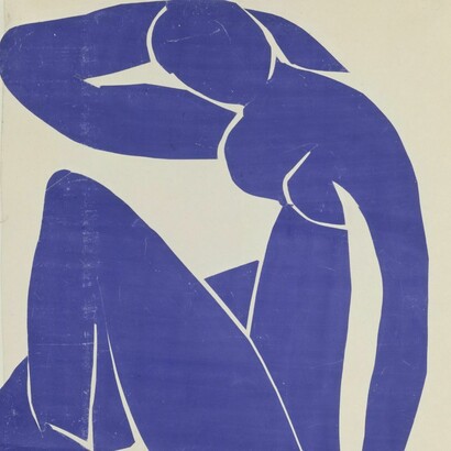 Henri Matisse, "Desnudo azul II", 1952. Papeles pintados con gouache, recortados y pegados sobre papel marouflage sobre lienzo. Centre Pompidou, París, Francia. Foto: AKEZ
