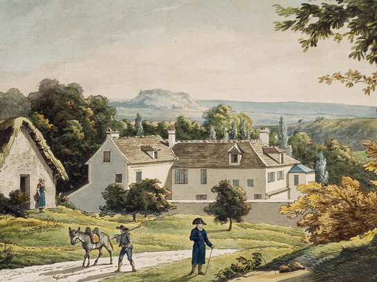 Philibert-Louis Debucourt y Horace Vernet, Ermita de Montmorency, donde vivió Jean-Jacques Rousseau de 1758 a 1762. Biblioteca Nacional de Francia