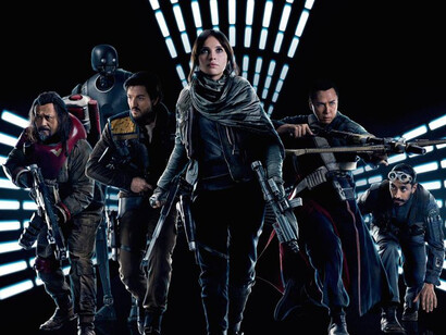 Jyn Erso (Felicity Jones) con el resto de su equipo