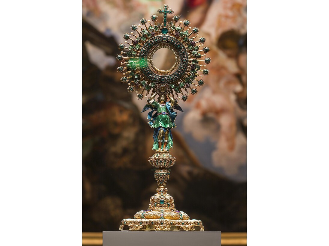 Imagen de la obra en sala. Custodia de la iglesia de San Ignacio de Bogotá, conocida como “La Lechuga”. José de Galaz Bogotá, D.C., Colombia. Colección de Arte – Banco de la República. © Museo Nacional del Prado