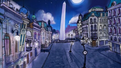 Ilustración del centro de la ciudad de Buenos Aires, Argentina