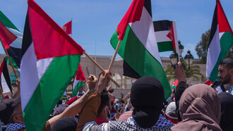 Pro-Palestine protest in Kassba Square, Tunis, 2021