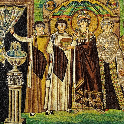 Mosaico dell'abside della Basilica di San Vitale, l'imperatrice Teodora, Ravenna, Emilia-Romagna, Italia
