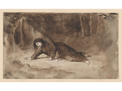 Eugène Delacroix (French, Charenton-Saint-Maurice 1798–1863 Paris), Date:ca. 1849
Medium:Brush and brown and black wash
Dimensions:Sheet: 4 7/16 × 7 5/8 in. (11.3 × 19.4 cm), Classification:Drawings. Promised Gift from the Karen B. Cohen Collection of Eugène Delacroix