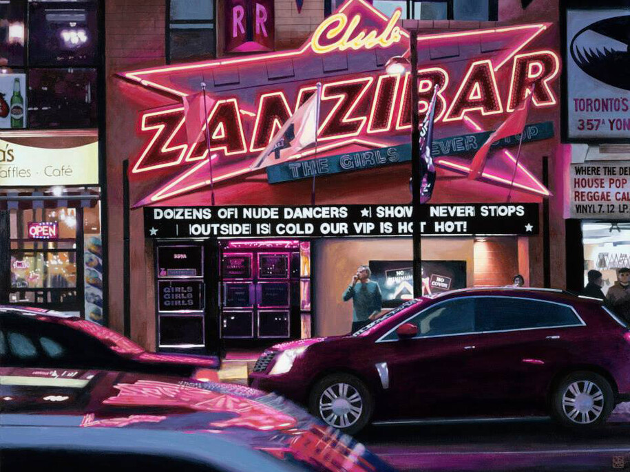 Tad Suzuki, Club Zanzibar: Neon Studies, 2014, Acrylic on canvas, 61 cm x 76 cm                    

