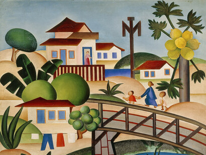 Obra Morro da Favela (1924) de Tarsila do Amaral, óleo sobre tela