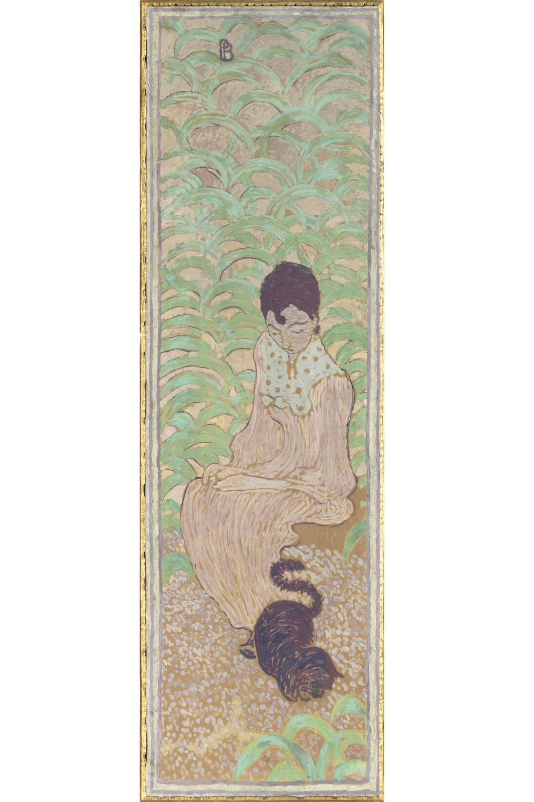 Pierre Bonnard (1867-1947), Femmes au jardin, Femme assise au chat, 1890- 1891, Détrempe sur papier marouflé sur toile, panneau décoratif, 160,2 × 48 cm, Paris, musée d’Orsay, RF 1984 160 © RMN-Grand Palais (Musée d’Orsay) / Hervé Lewandowski
© ADAGP, Paris 2015