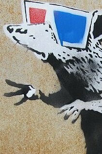 "Rata con gafas 3D", Utah, Estados Unidos, Banksy, 2010