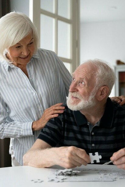 An elderly man enjoying a game of bingo