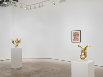 Hew Locke, Family album, exhibition view. Courtesy of Hales Gallery. Photo by Damian Griffiths