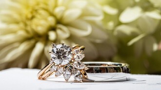 A close-up view of rings set with diamonds, Lancaster, United States