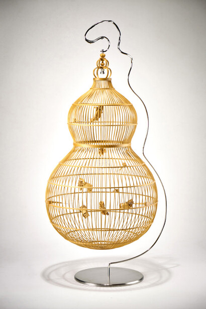 Kum Chi-keung (b. 1965), Labor, 2012, Bamboo & stainless steel, 90x49x40cm, Edition 1/3