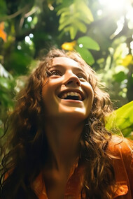 Enjoying nature therapy and outdoor relaxation in green spaces with natural landscapes promotes wellness