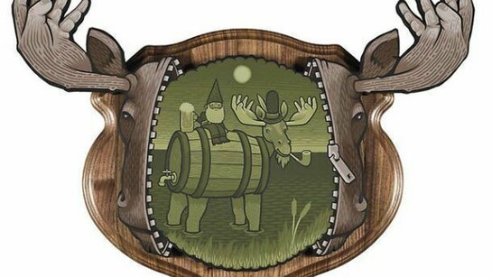 Jeremy Fish, The Loose Moose, 2014, acrylic on wood, 26 x 20 inches