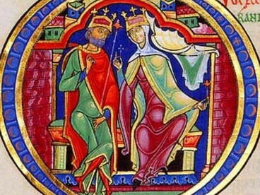 El arte medieval unió la pasión y la fe. Esta iluminación del siglo XII en la Biblia de Winchester ilustra el Cantar de los Cantares, reinterpretando los versos eróticos atribuidos al rey Salomón como un diálogo sagrado y coronado entre dos amantes que se contemplan mutuamente