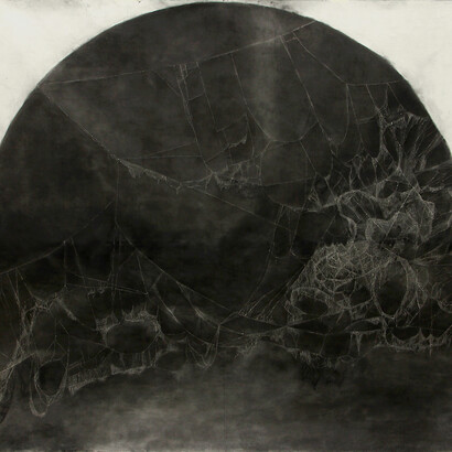 Dror Ben Ami, Webs I, 2014, Charcoal on paper, 225 x 212 cm