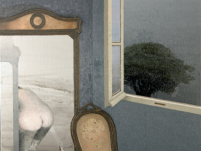 Sandro Luporini - Interno-esterno con specchiera, 2000