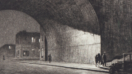 Martín Lewis. "Arco a medianoche", 1930. Museo de Arte Carnegie, barrio de Oakland, Pittsburgh, Pensilvania, EE.UU.