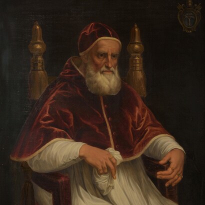 Tiziano (copia da Raffaello), Ritratto di Giulio II, 1545 circa. Galleria Palatina, Palazzo Pitti, Firenze, Italia