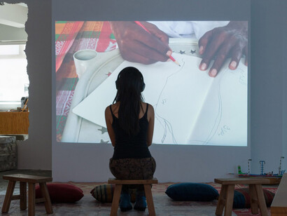 Shahana Rajani, In drawing, in remembrance, exhibition view. Courtesy of Para Site