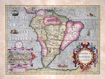 Jodocus Hondius. Map of South America with Inset View of Cuzco, 1613 . Carl and Marilynn Thoma Collection.