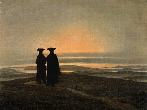 Caspar David Friedrich, Sunset (Brothers) or Evening landscape with two men, Oil on canvas. Hermitage Museum  
