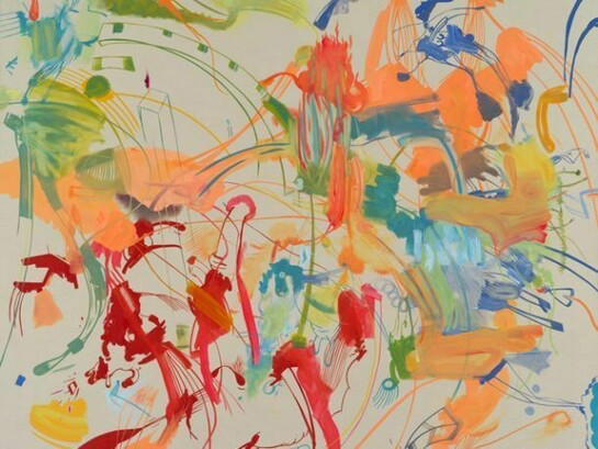 Sue Williams, Otis, 2013, Oil and acrylic on canvas, 50 x 60 inches (127 x 152.4 cm), Signed on verso. Courtesy 303 Gallery, New York