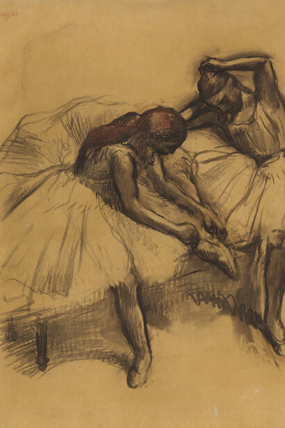 Hilaire‑Germain‑Edgar Degas (French, 1834–1917). Two Dancers (Deux danseuses), 1905. Charcoal and pastel on tracing paper mounted on paper. 43 x 32″ (109.2 x 81.3 cm). The Museum of Modern Art, New York. The William S. Paley Collection.