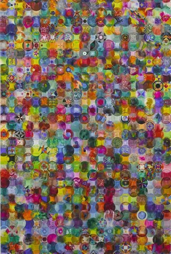 Wu Jian'an, 792 Overlapping Color Balls, 2014, Watercolor on paper, 59 x 98 1/2 in (150 x 250 cm)