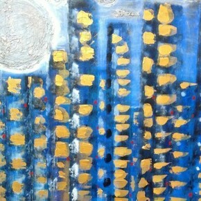Matilde Calamai, Blue City, 2013, Acrylic on Canvas, 39.5" x 47